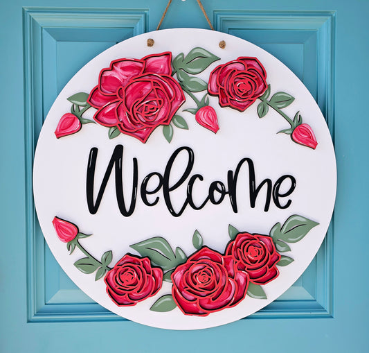 Welcome Rose Door Hanger