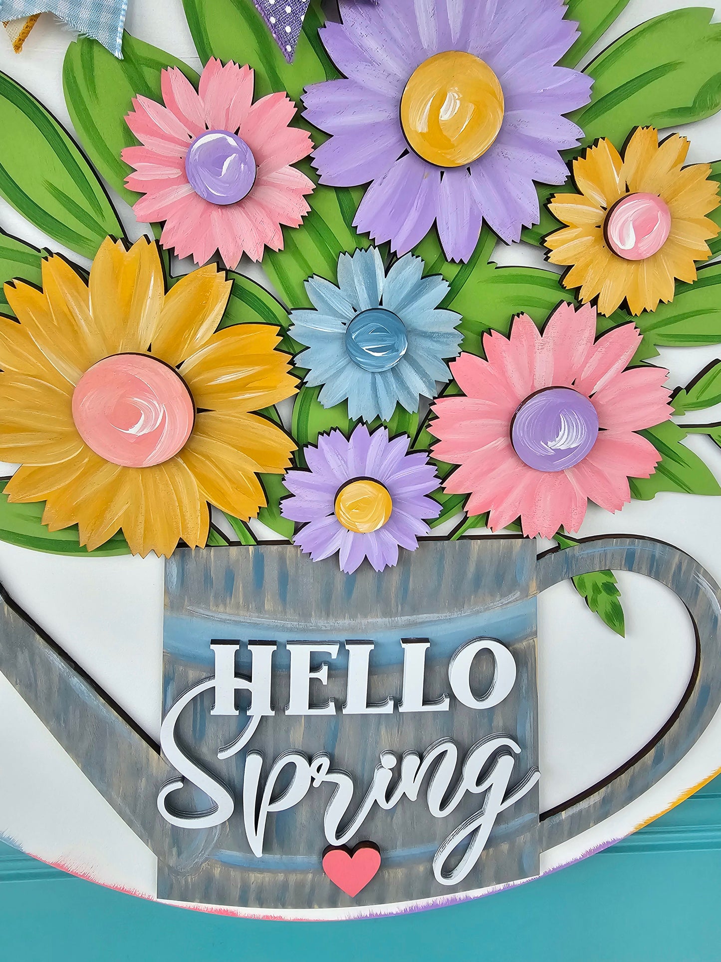 Floral Watering Can Door Hanger