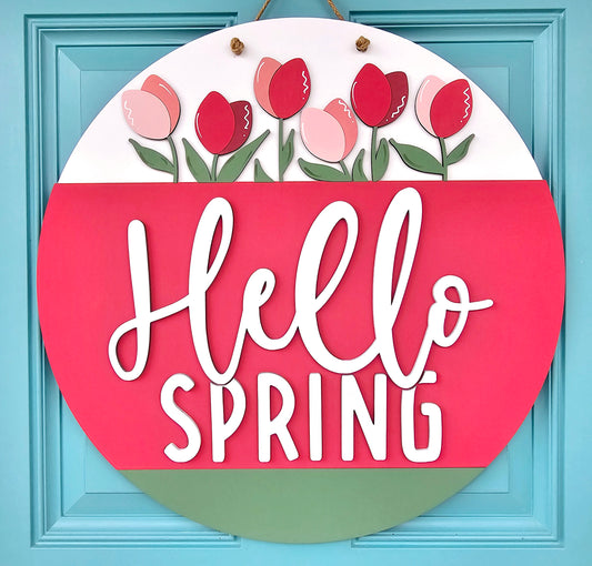 Hello Spring Tulip Door Hanger