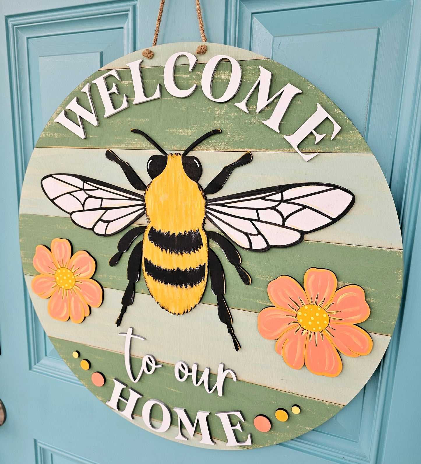 Welcome to our home Bee Door Hanger