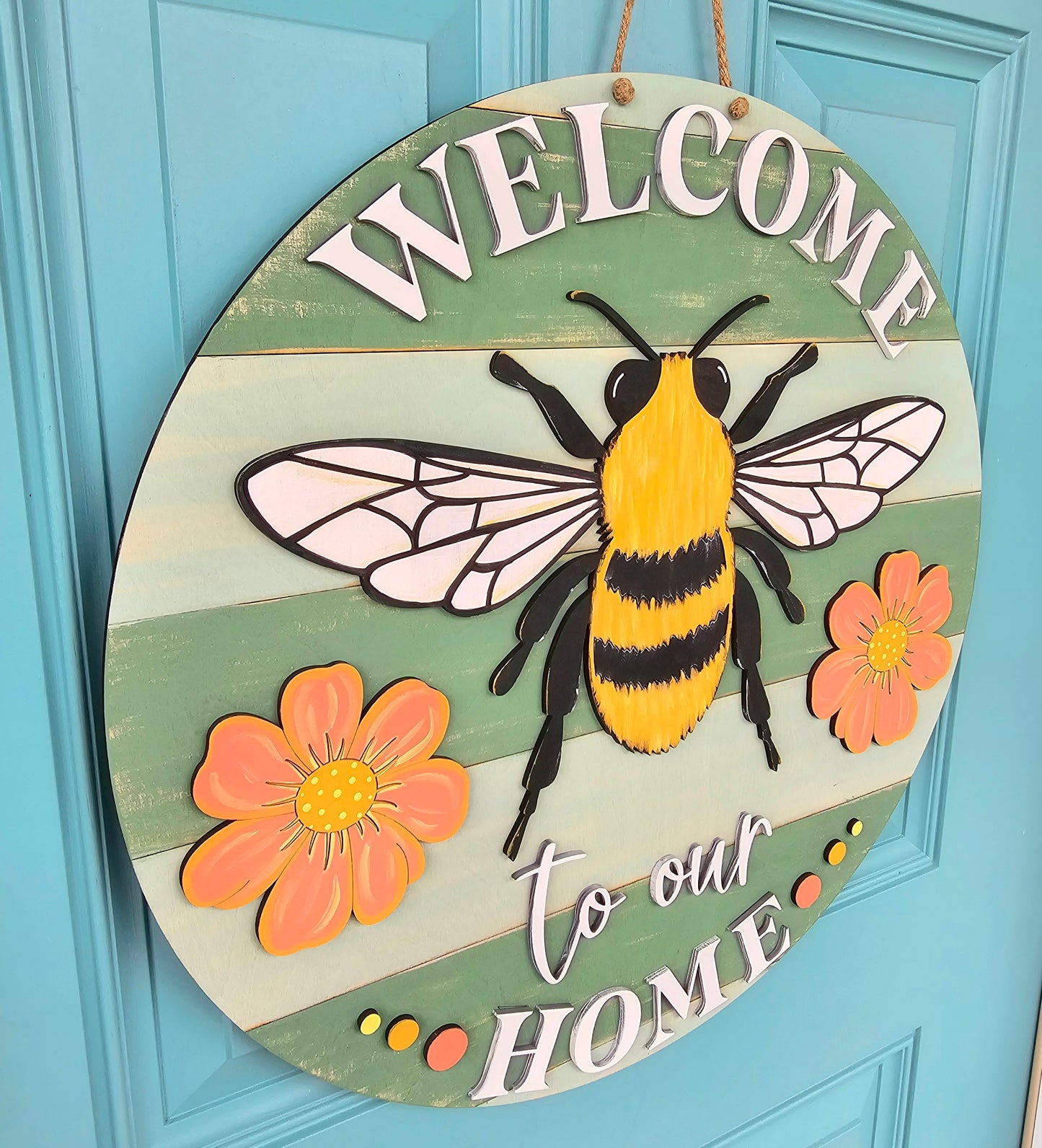 Welcome to our home Bee Door Hanger