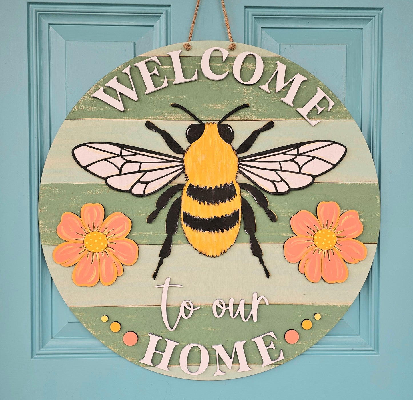 Welcome to our home Bee Door Hanger