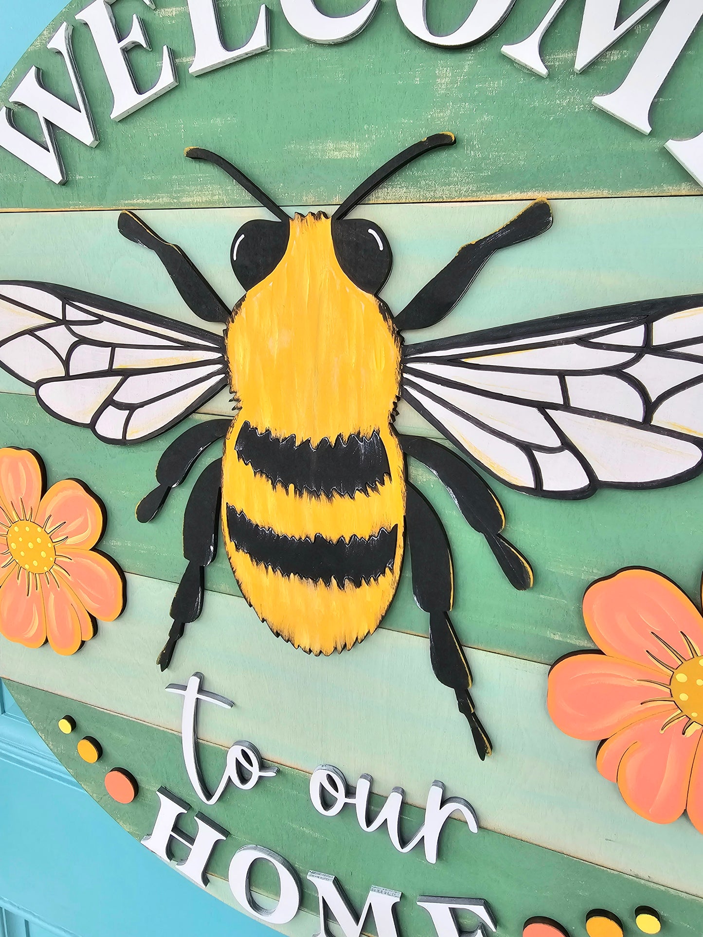 Welcome to our home Bee Door Hanger