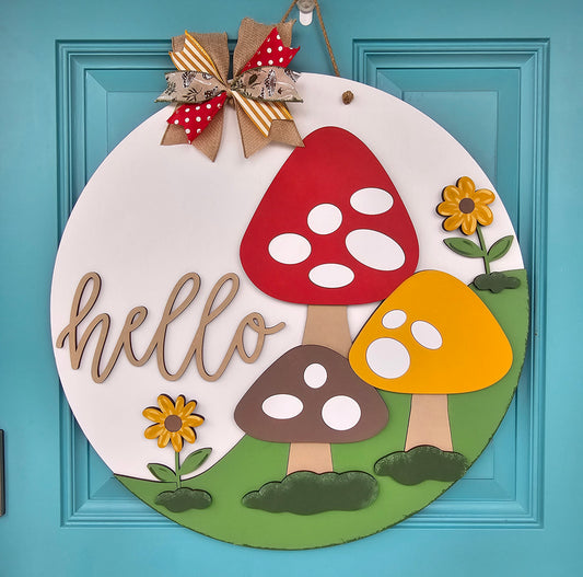 Hello Mushroom Trio Door Hanger