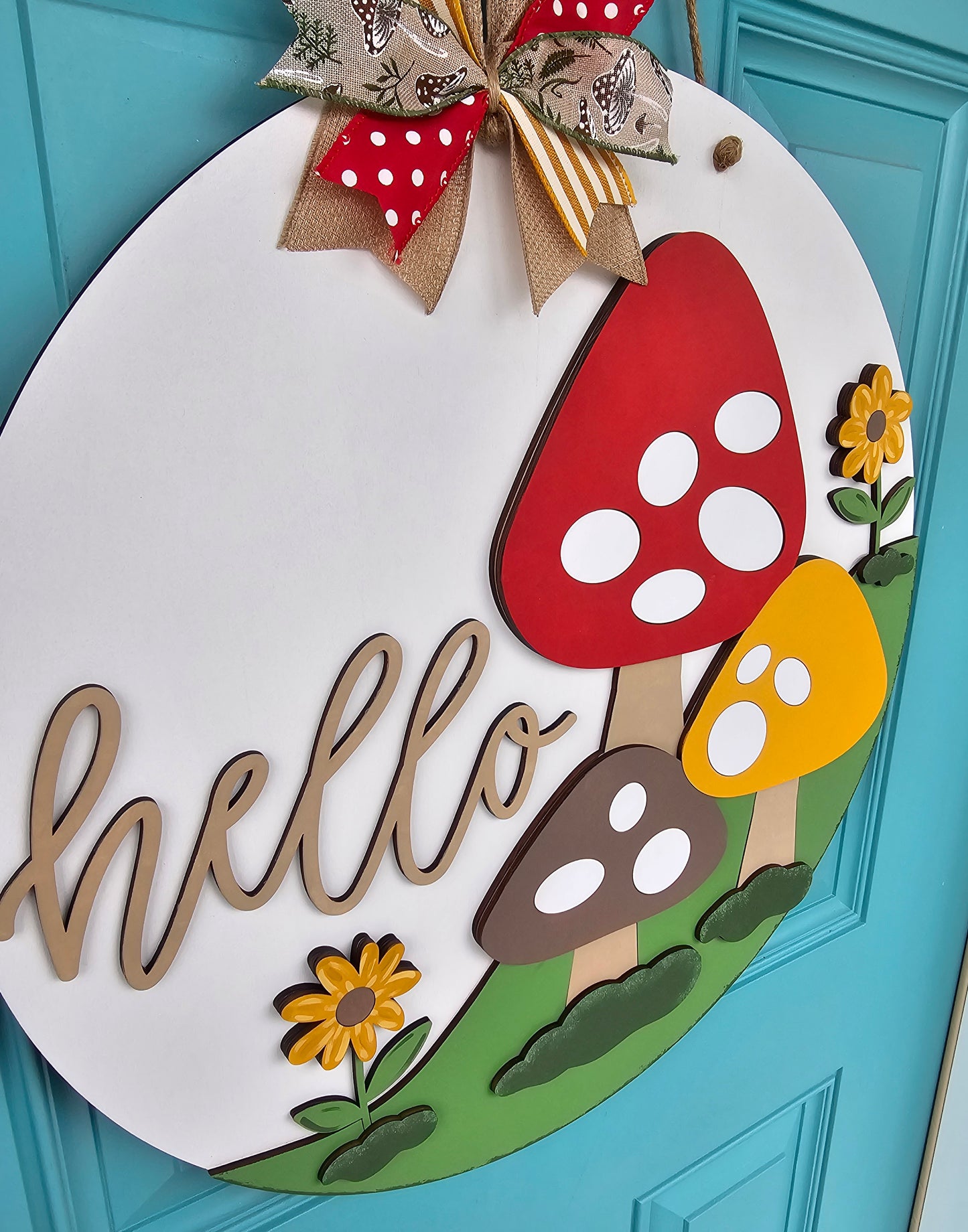Hello Mushroom Trio Door Hanger