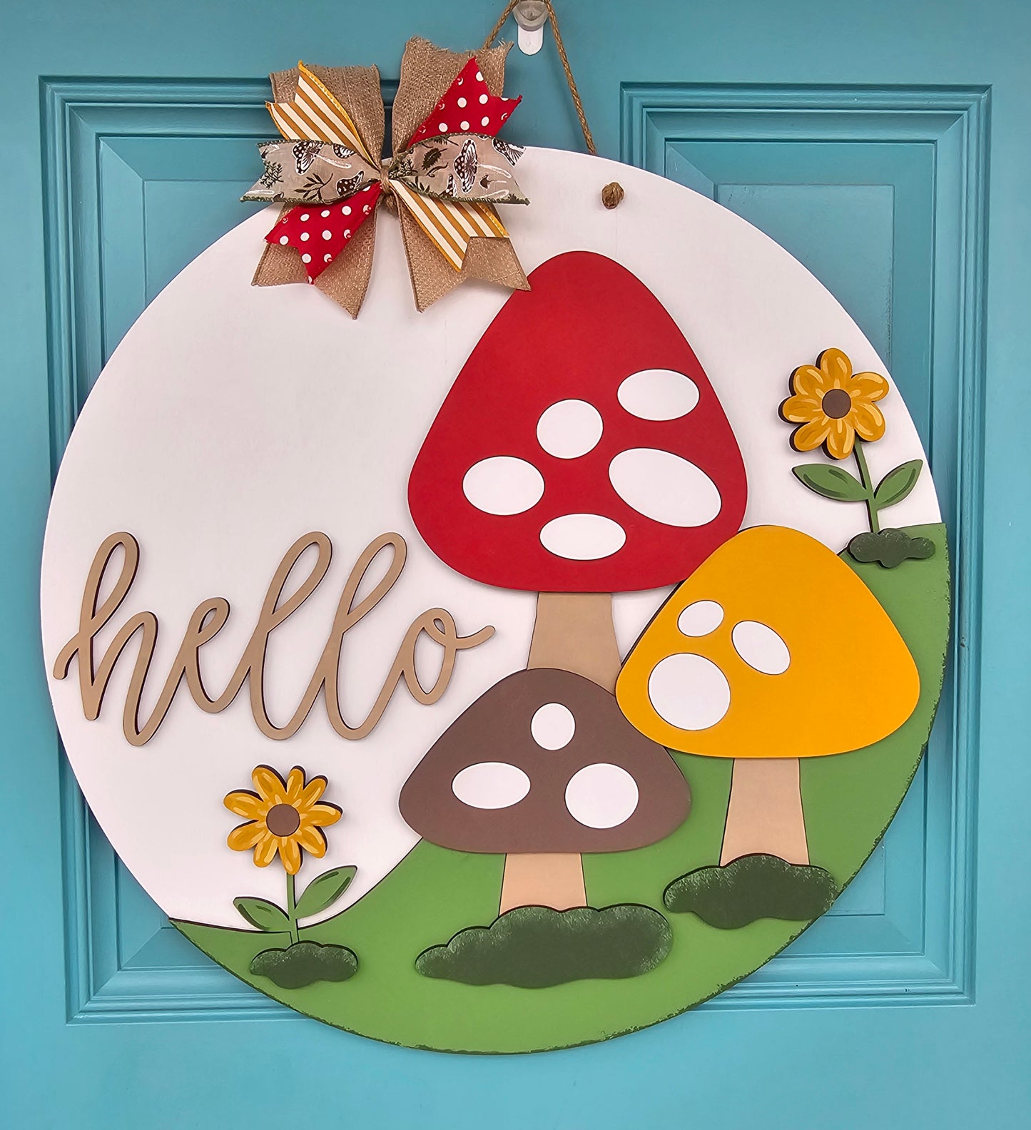 Hello Mushroom Trio Door Hanger