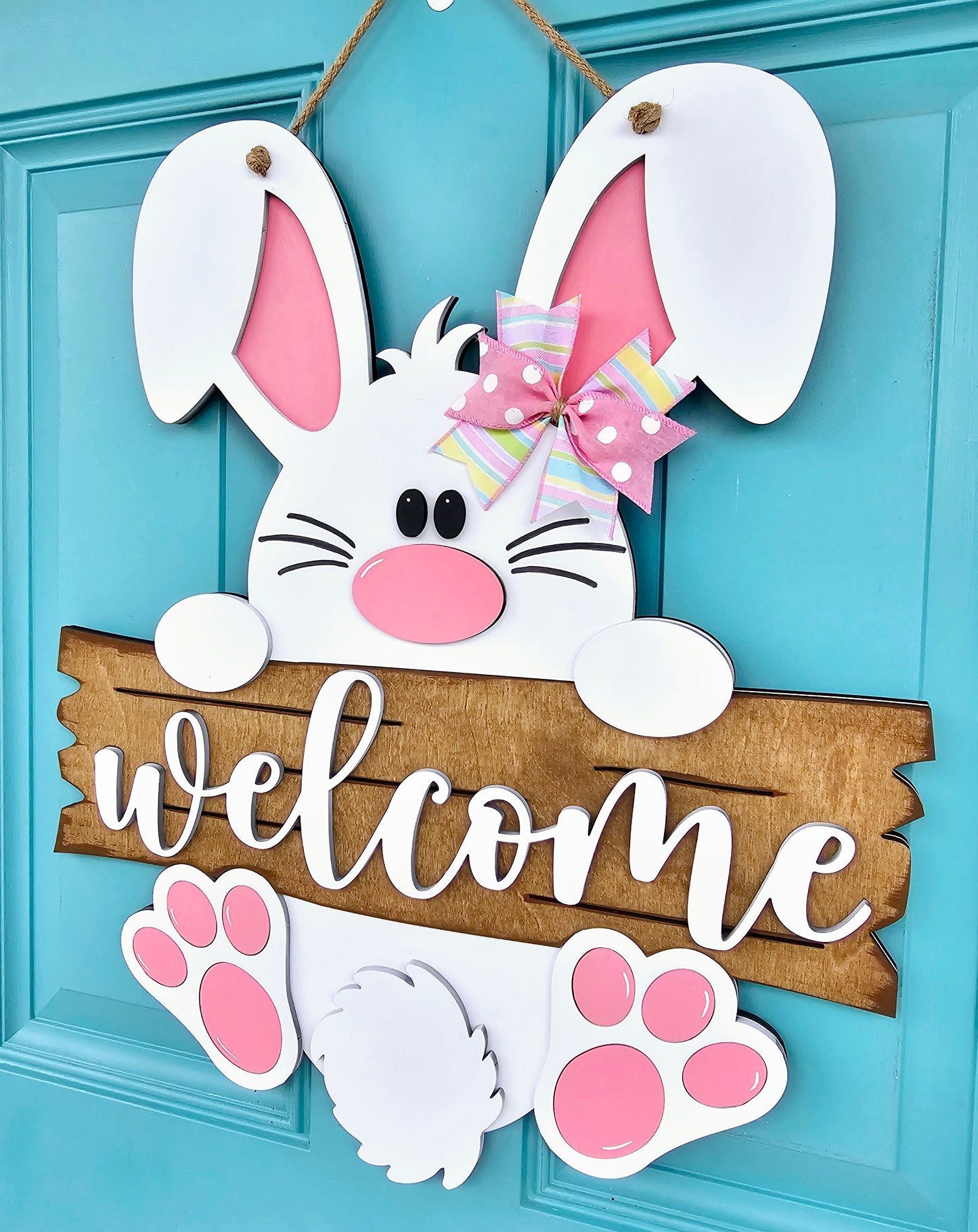 Welcome Sign Bunny Door Hanger