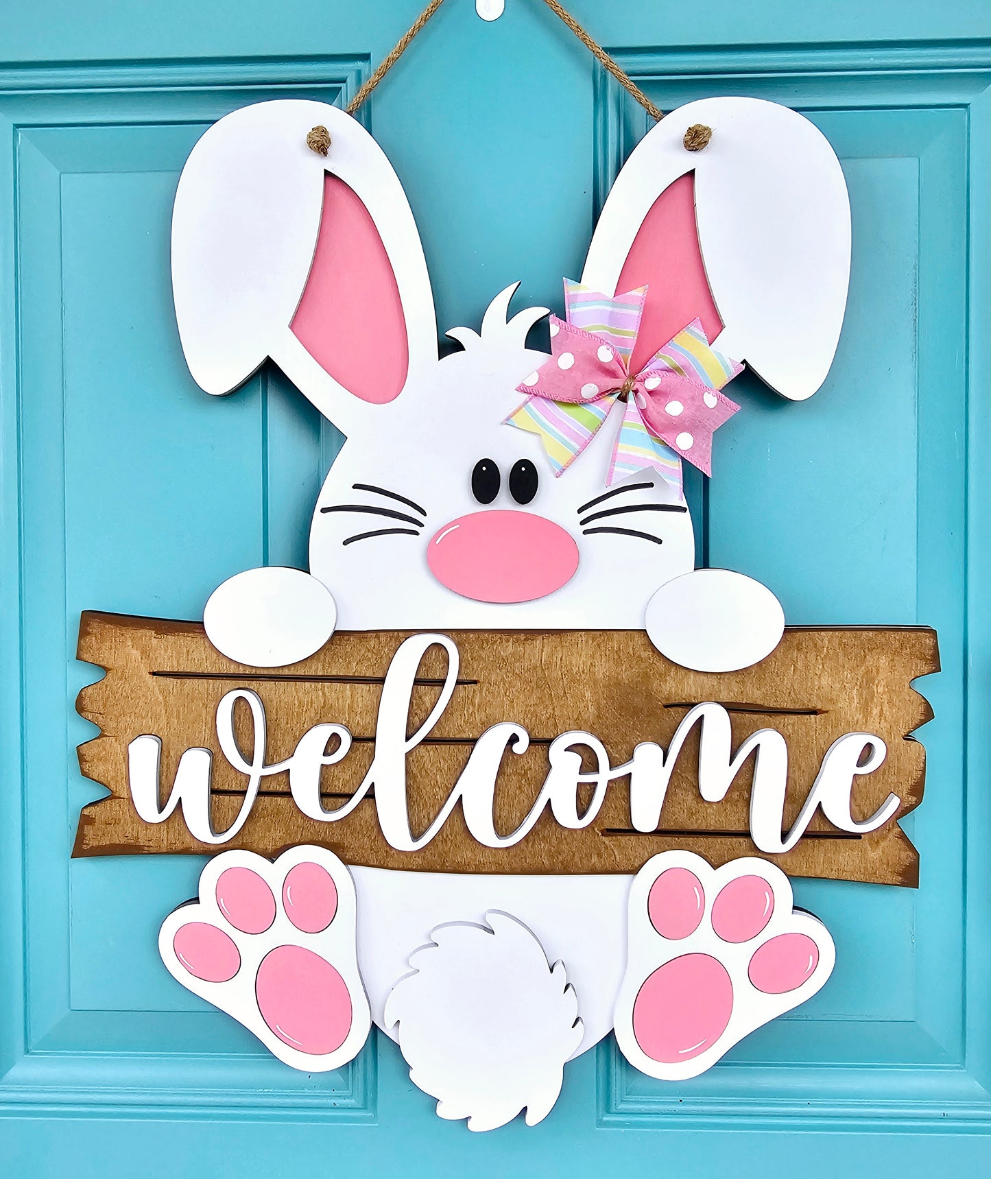 Welcome Sign Bunny Door Hanger