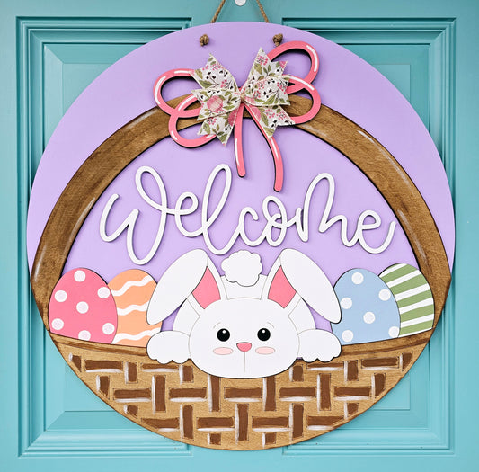 Bunny Basket with Eggs Door Hanger