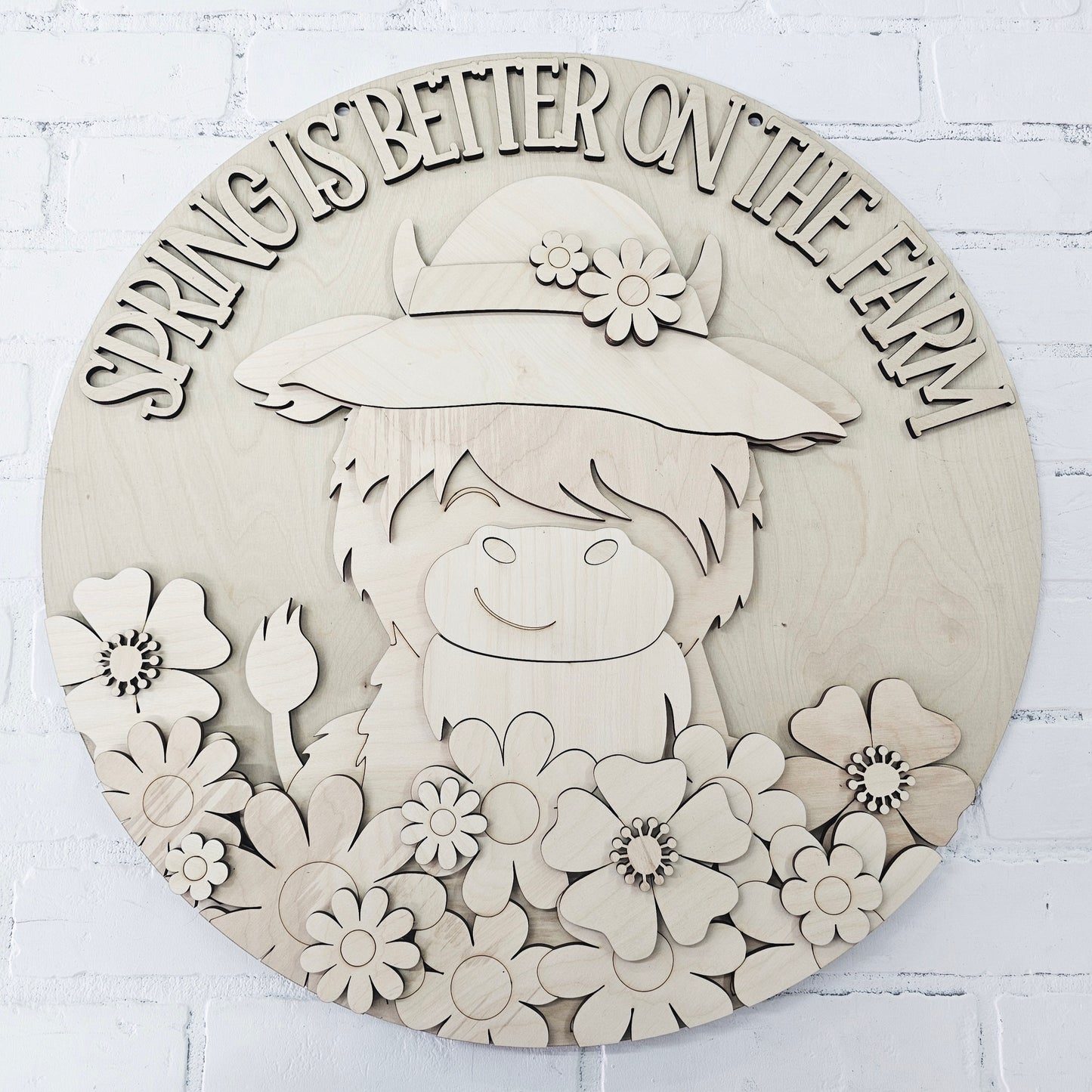 Spring is Better on the Farm Cow Door Hanger