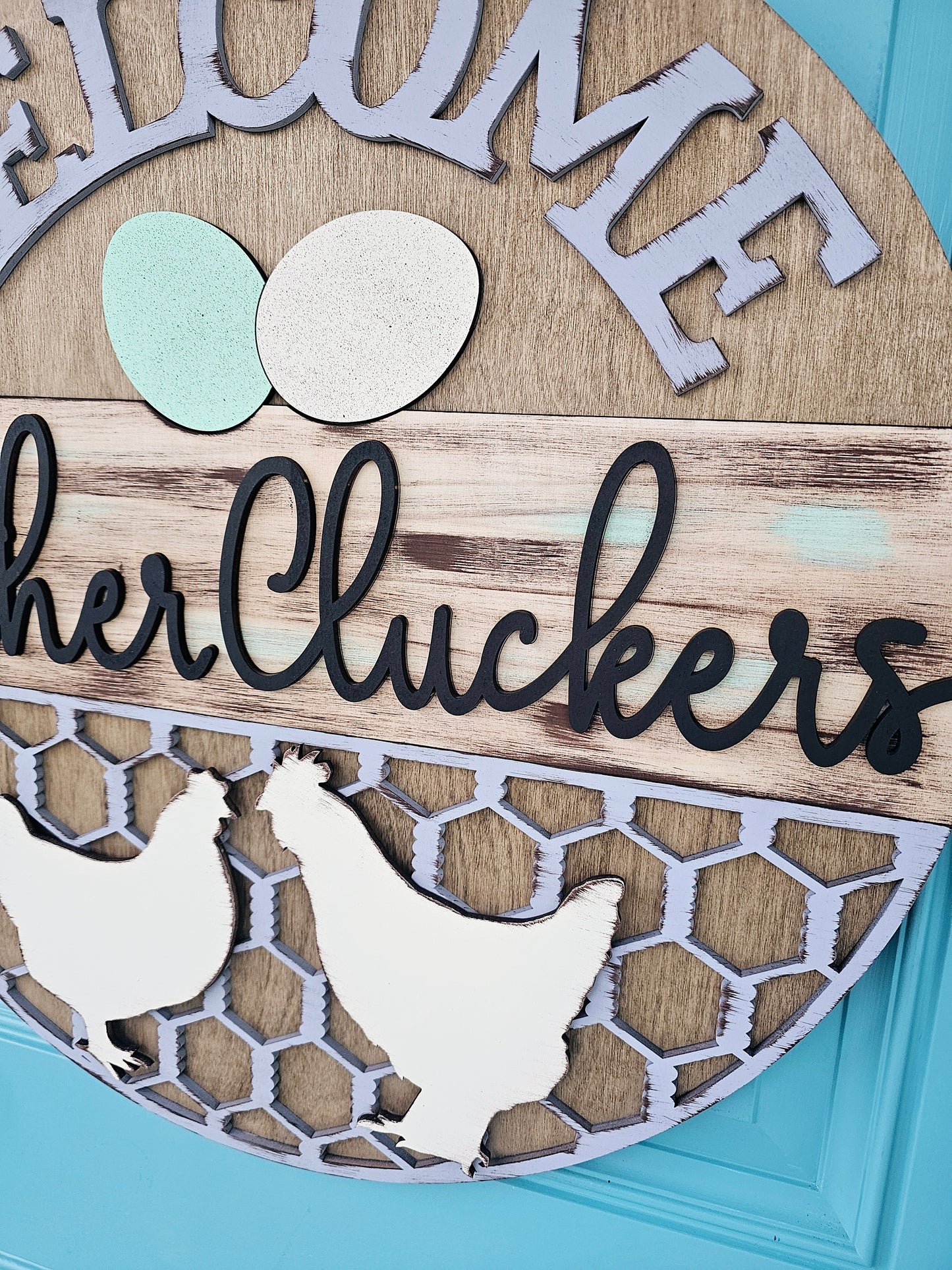 Welcome Mother Cluckers Door Hanger