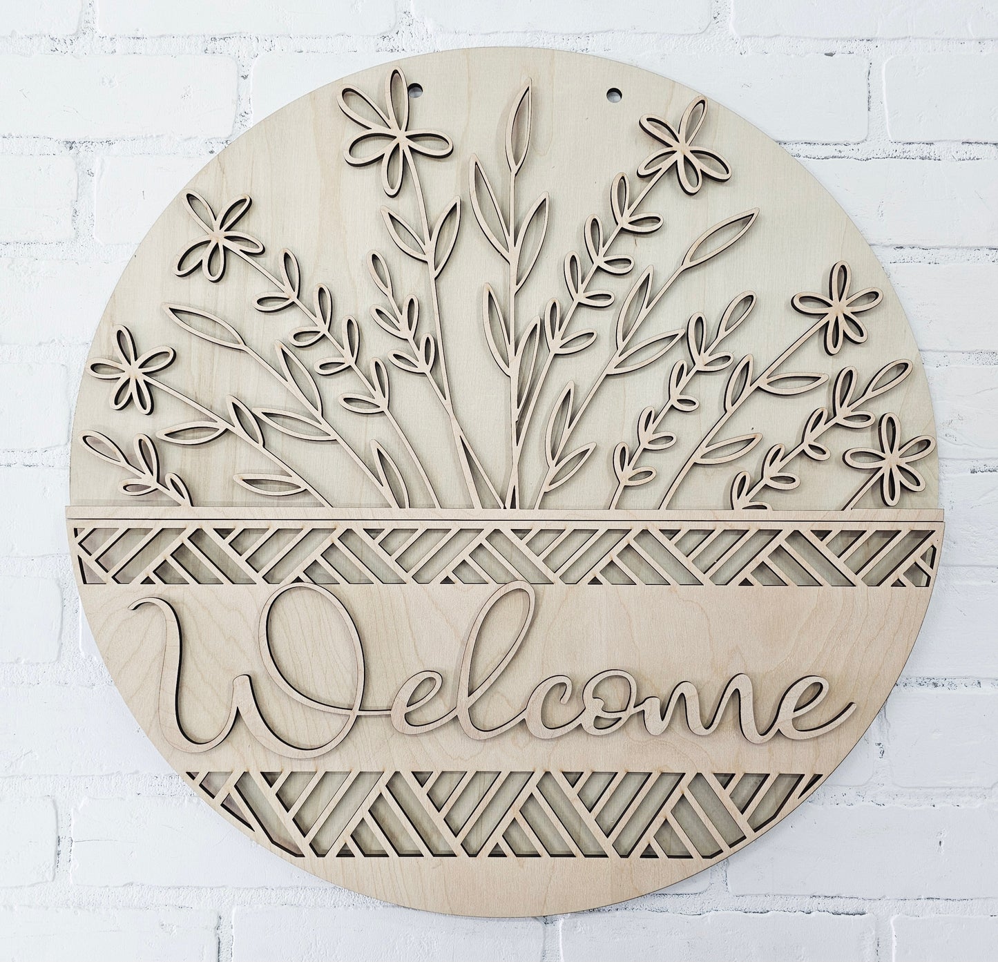 Neutral Floral Door Hanger