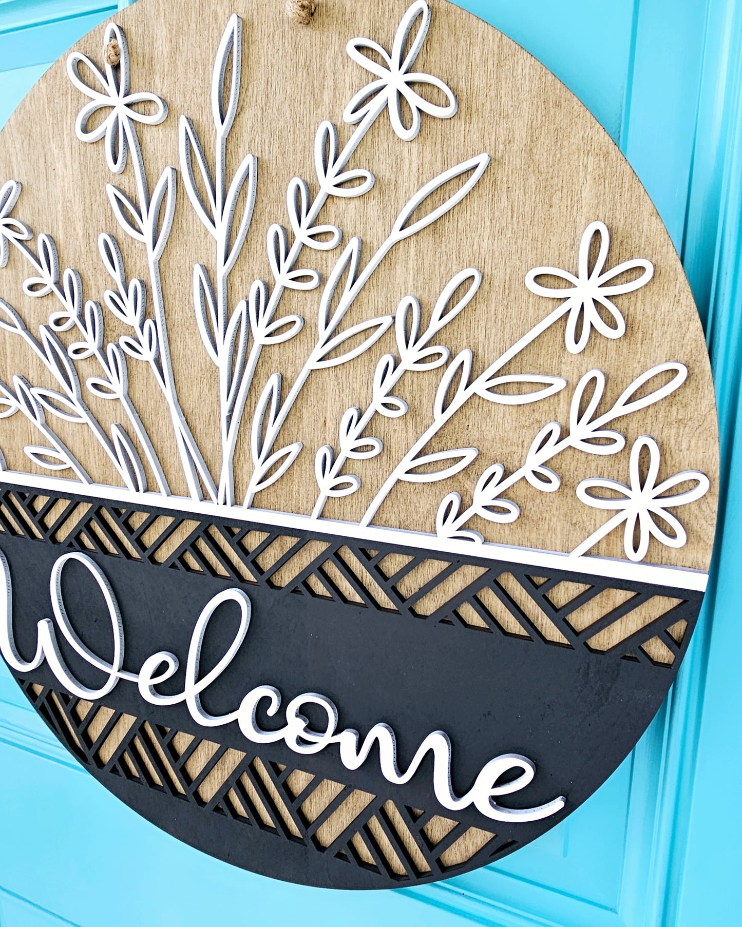 Neutral Floral Door Hanger