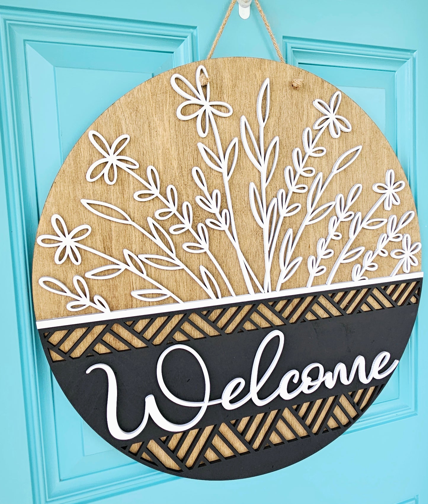 Neutral Floral Door Hanger