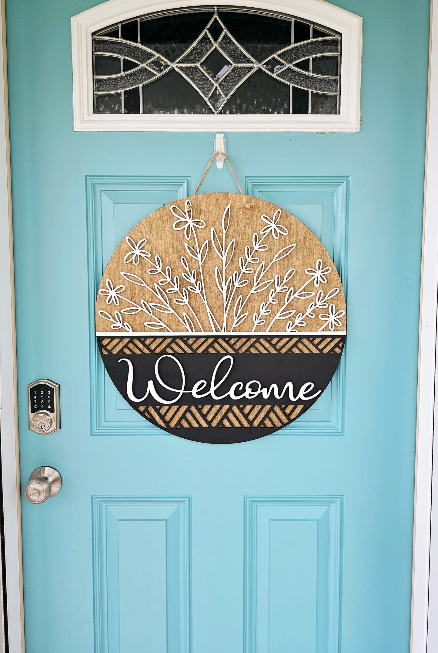 Neutral Floral Door Hanger