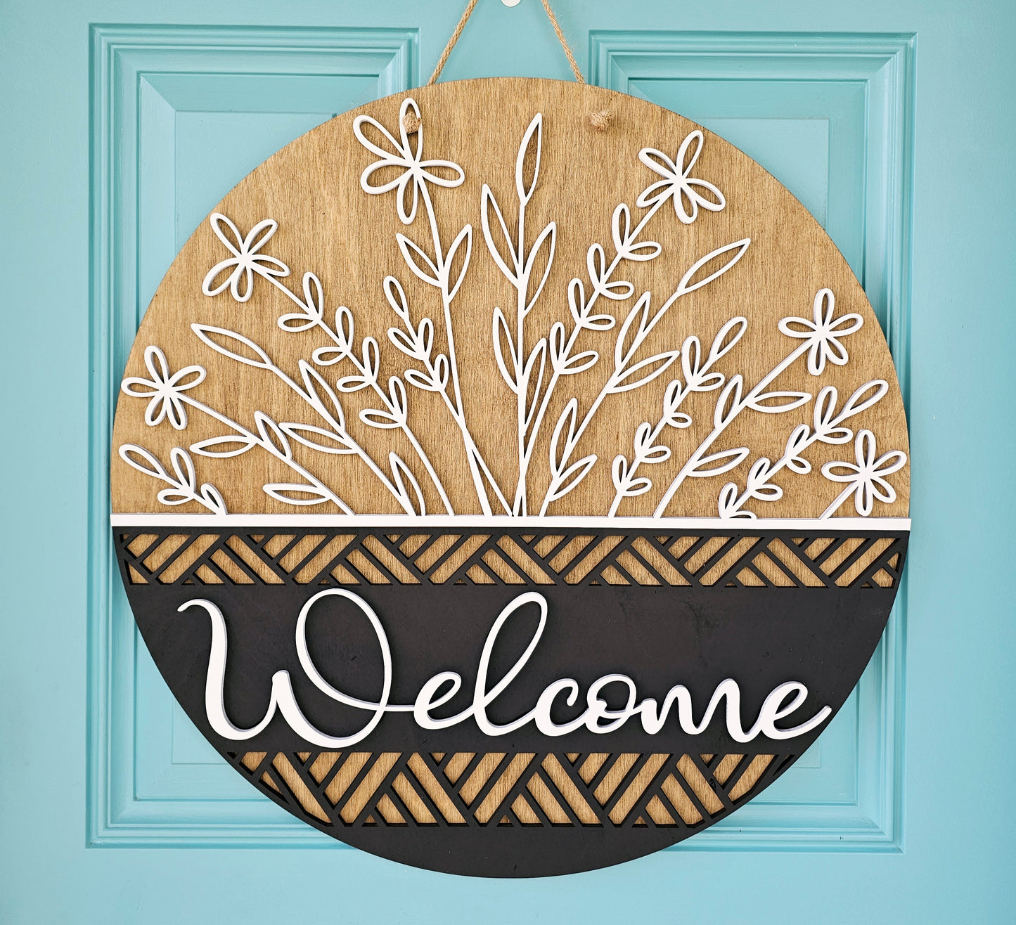 Neutral Floral Door Hanger