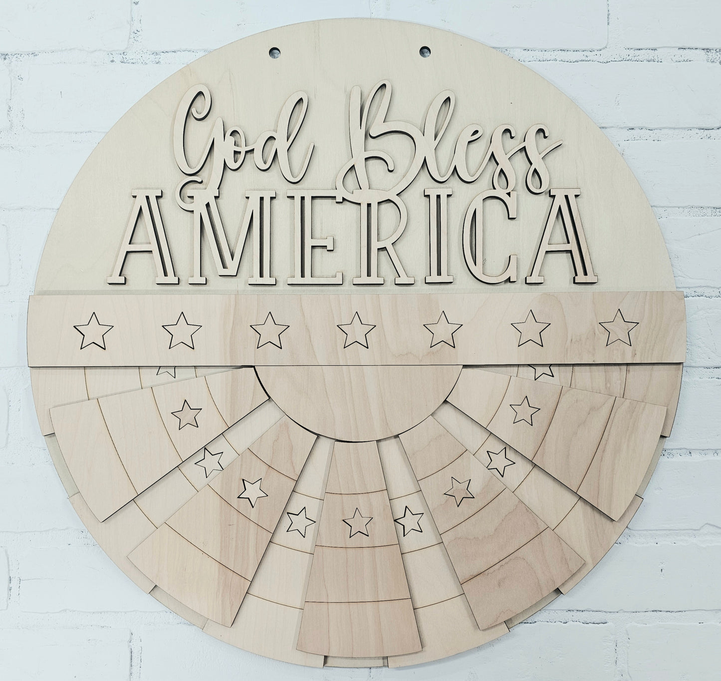 God Bless America Patriotic Bunting Door Hanger