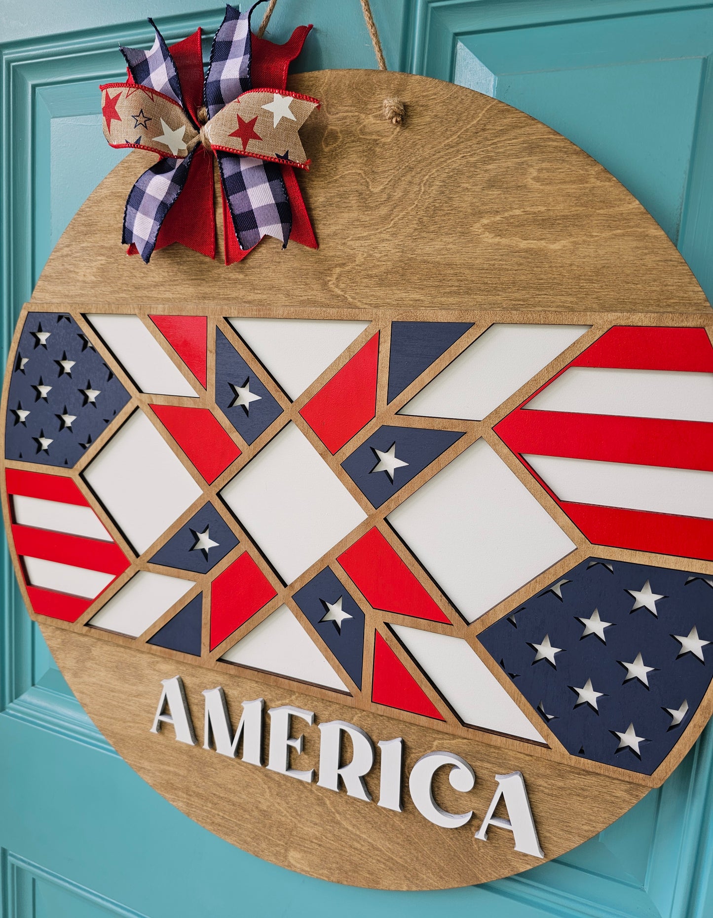 America Barn Quilt Door Hanger