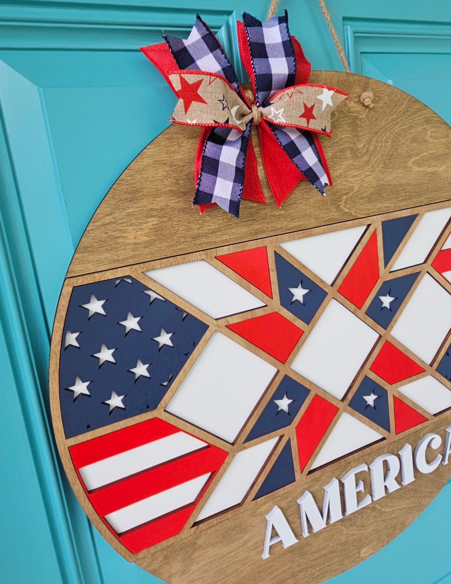 America Barn Quilt Door Hanger
