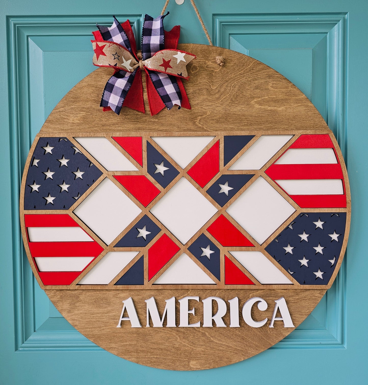 America Barn Quilt Door Hanger