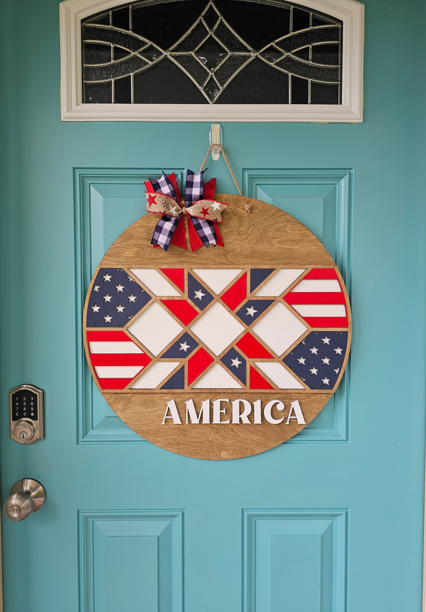 America Barn Quilt Door Hanger