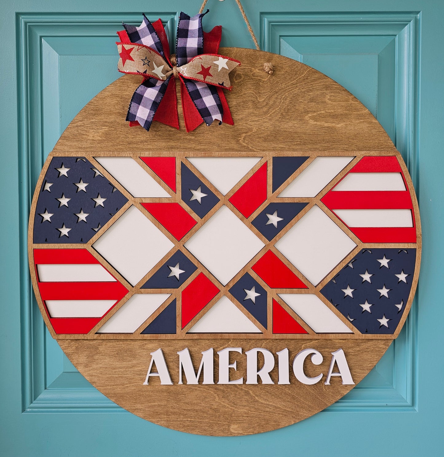 America Barn Quilt Door Hanger