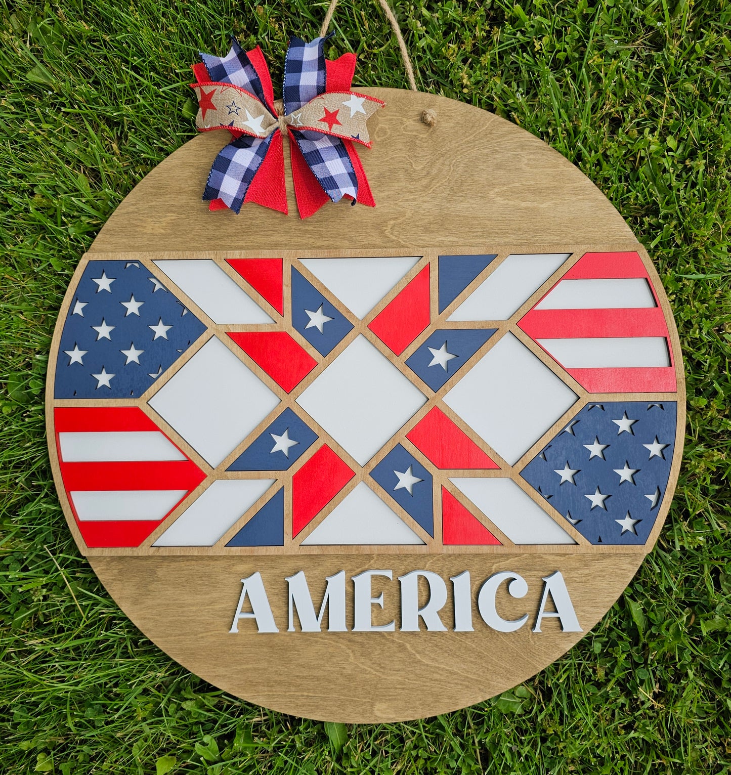 America Barn Quilt Door Hanger