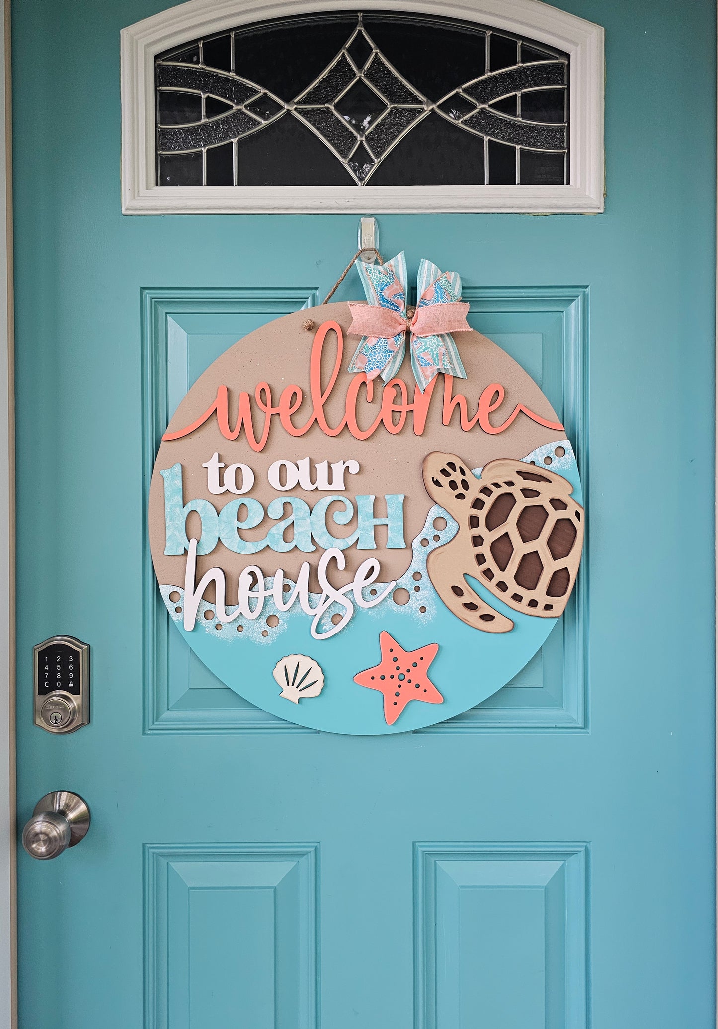 Welcome to our Beach House Turtle Door Hanger