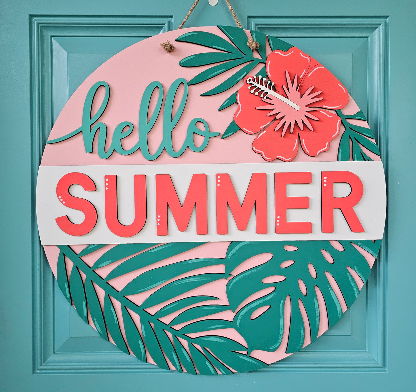 Hello Summer Monstera Leaf Door Hanger