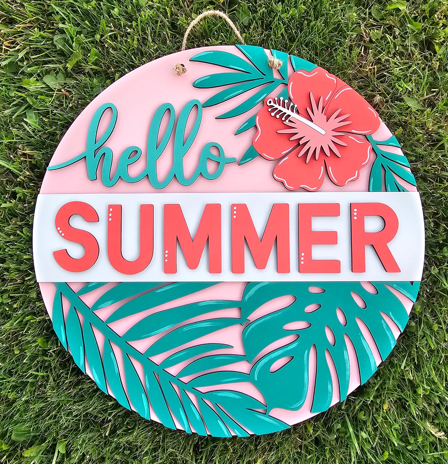 Hello Summer Monstera Leaf Door Hanger