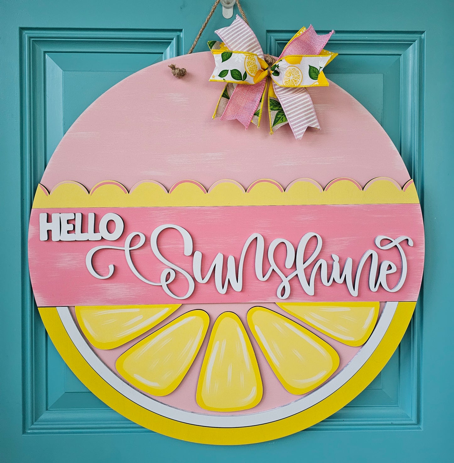 Hello Sunshine Pink Lemonade Door Hanger
