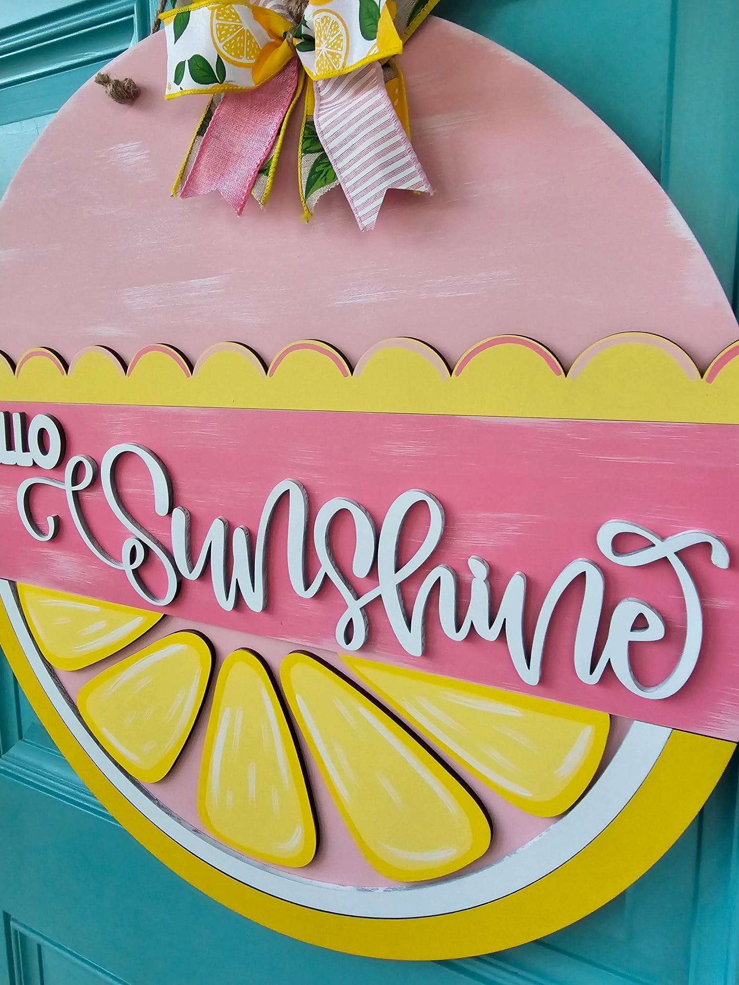 Hello Sunshine Pink Lemonade Door Hanger