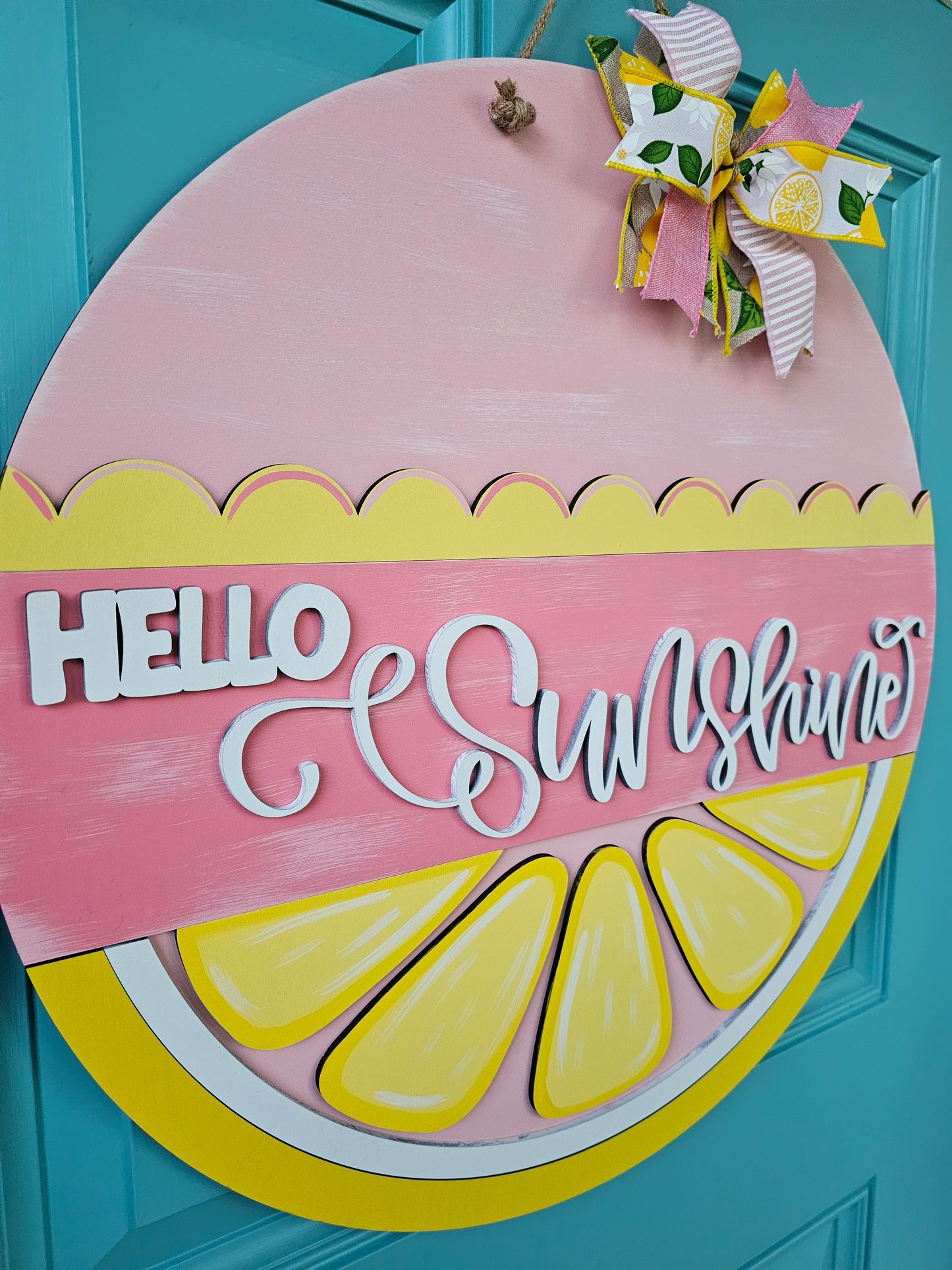 Hello Sunshine Pink Lemonade Door Hanger