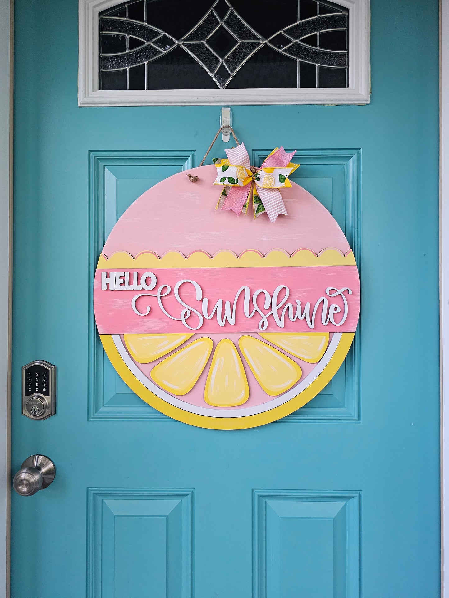 Hello Sunshine Pink Lemonade Door Hanger