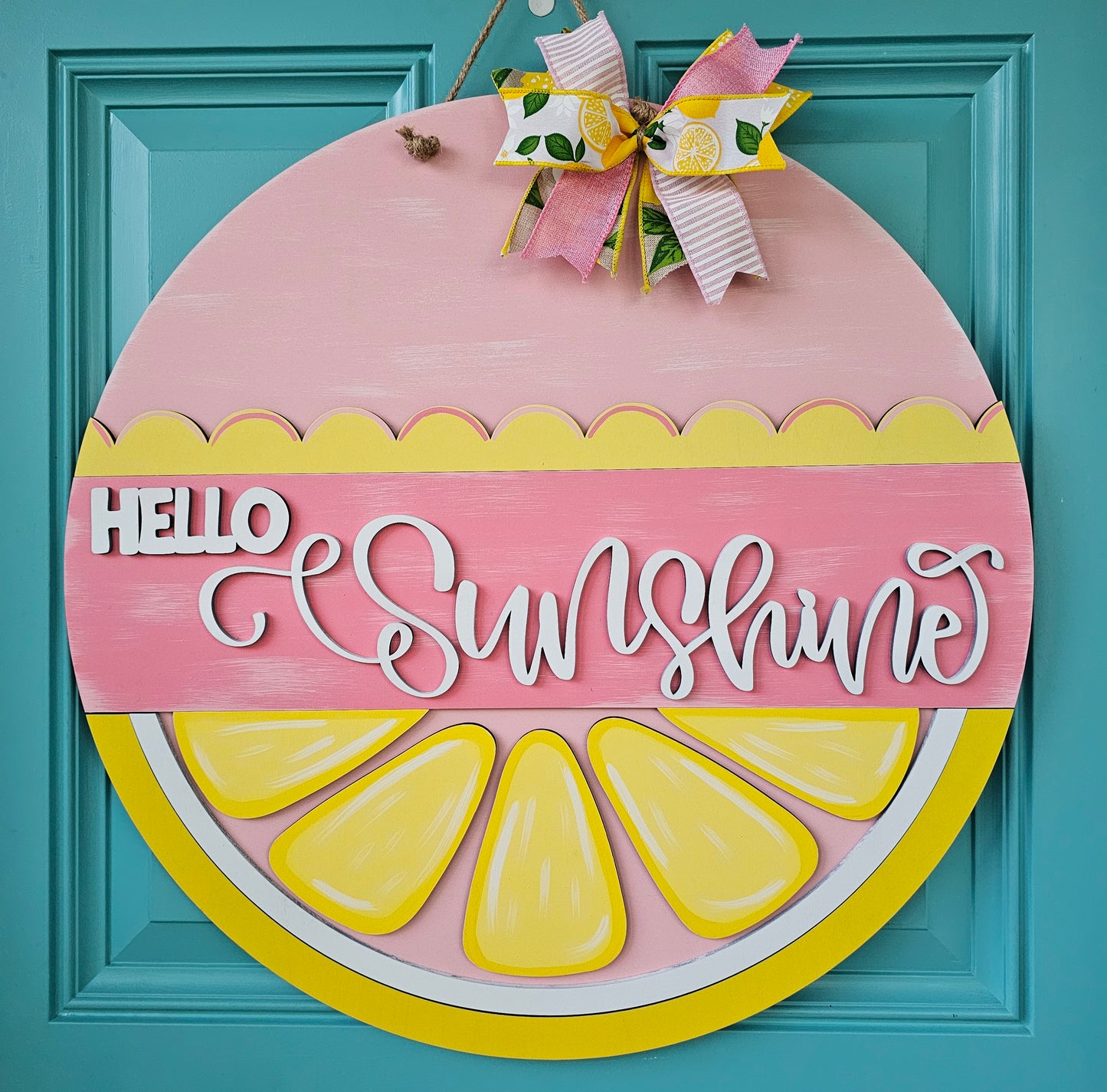 Hello Sunshine Pink Lemonade Door Hanger