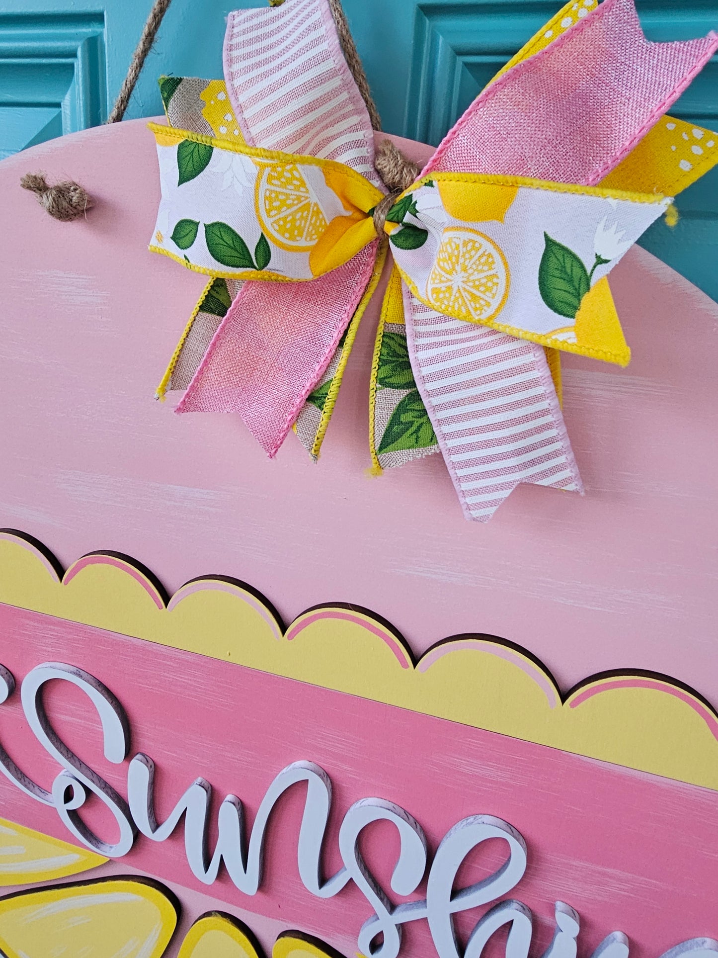 Hello Sunshine Pink Lemonade Door Hanger
