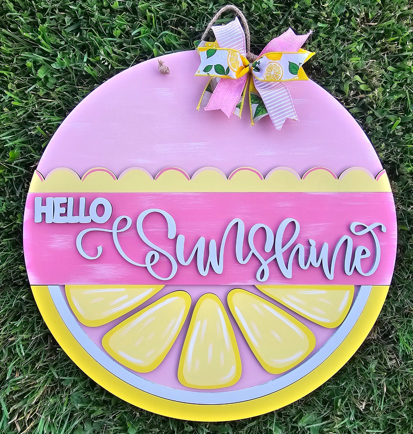 Hello Sunshine Pink Lemonade Door Hanger