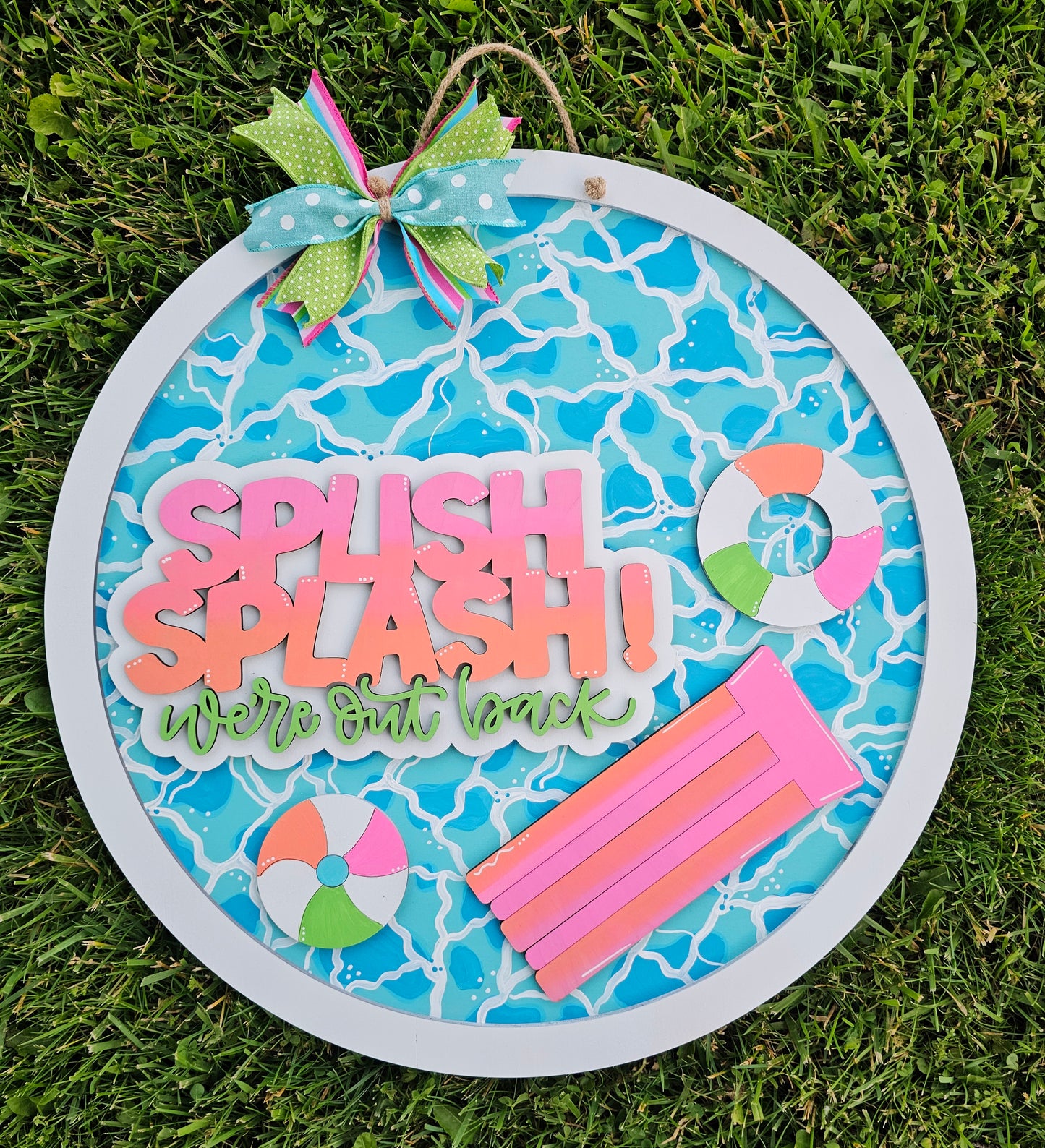 Splish Splash We're Out Back Pool Door Hanger