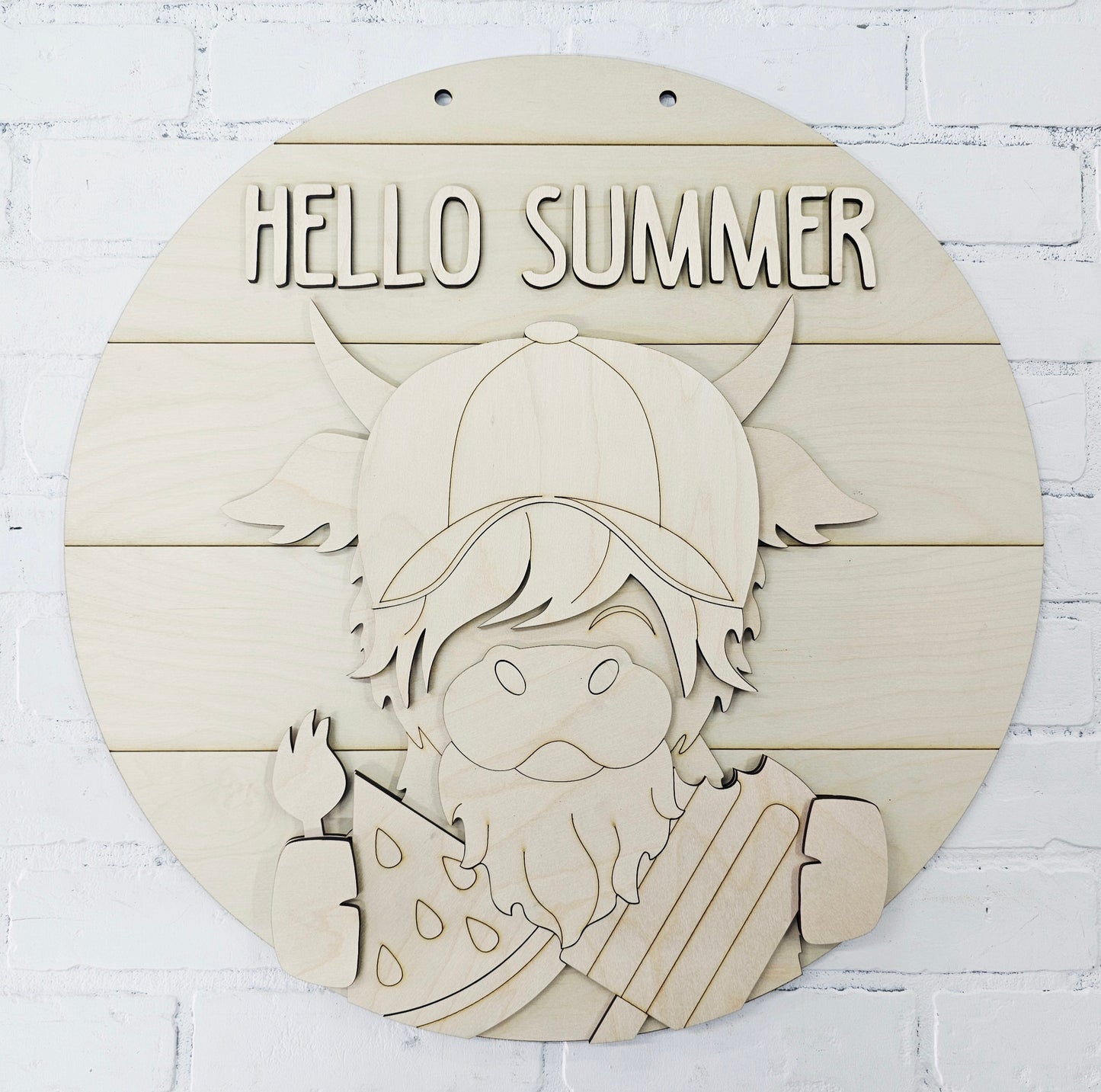 Summer Highland Cow Door Hanger