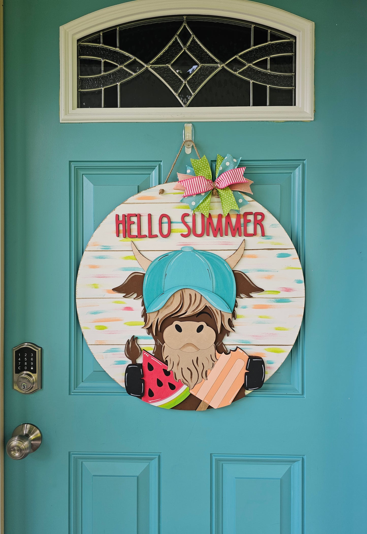 Summer Highland Cow Door Hanger