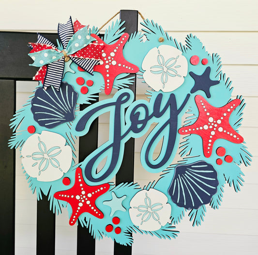 Joy Beach Wreath Door Hanger