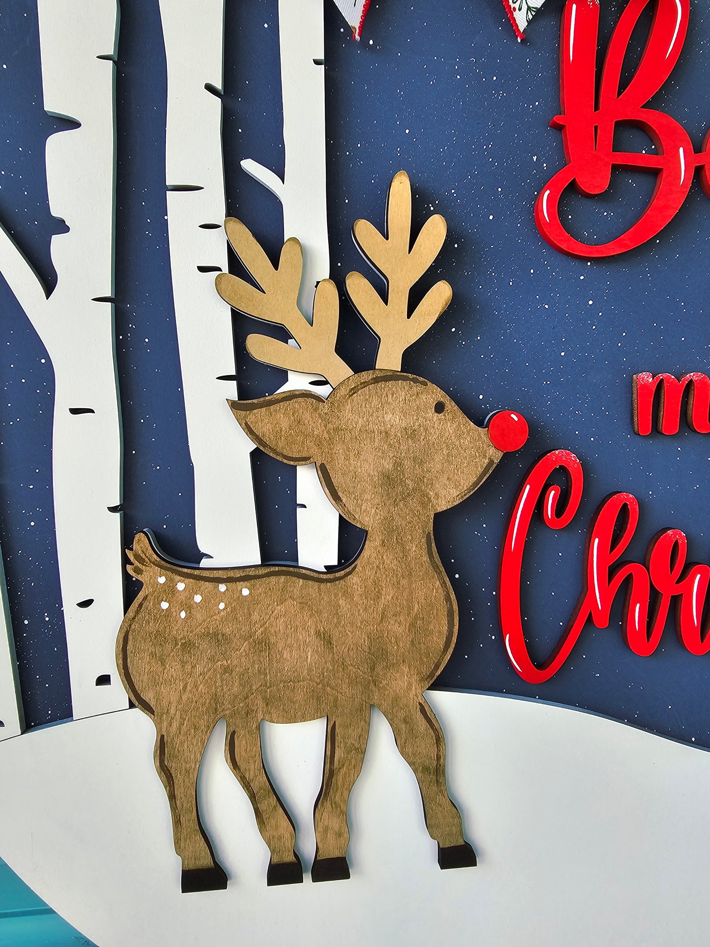 Believe in the Magic of Christmas Rudolph Door Hanger