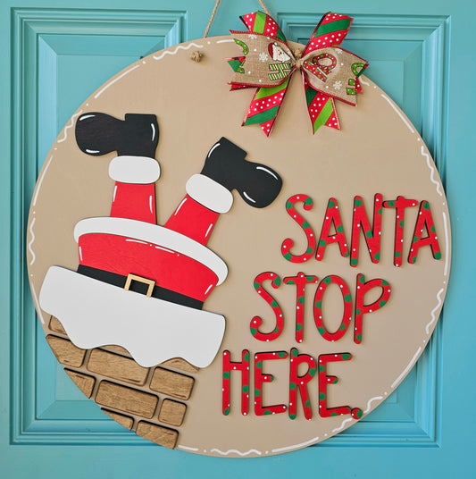 Santa Stop Here Chimney Door Hanger