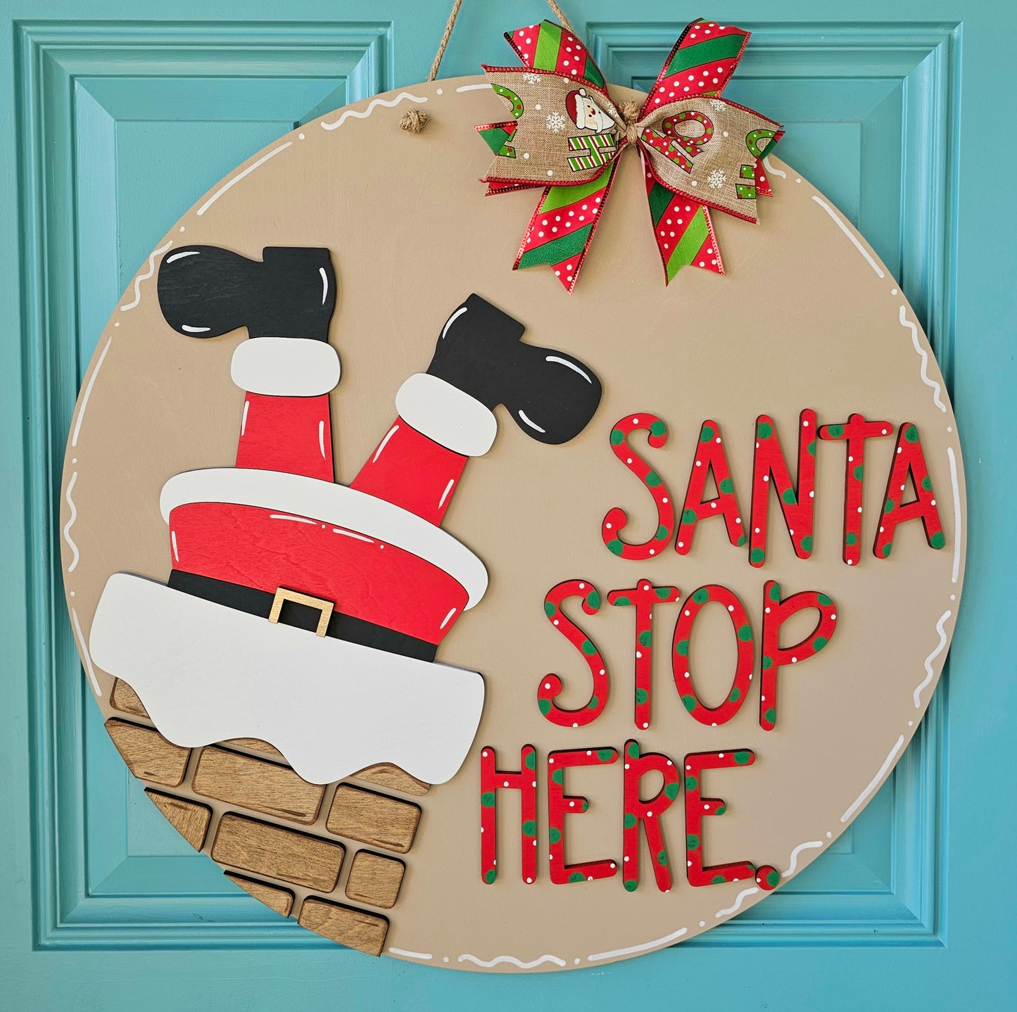 Santa Stop Here Chimney Door Hanger
