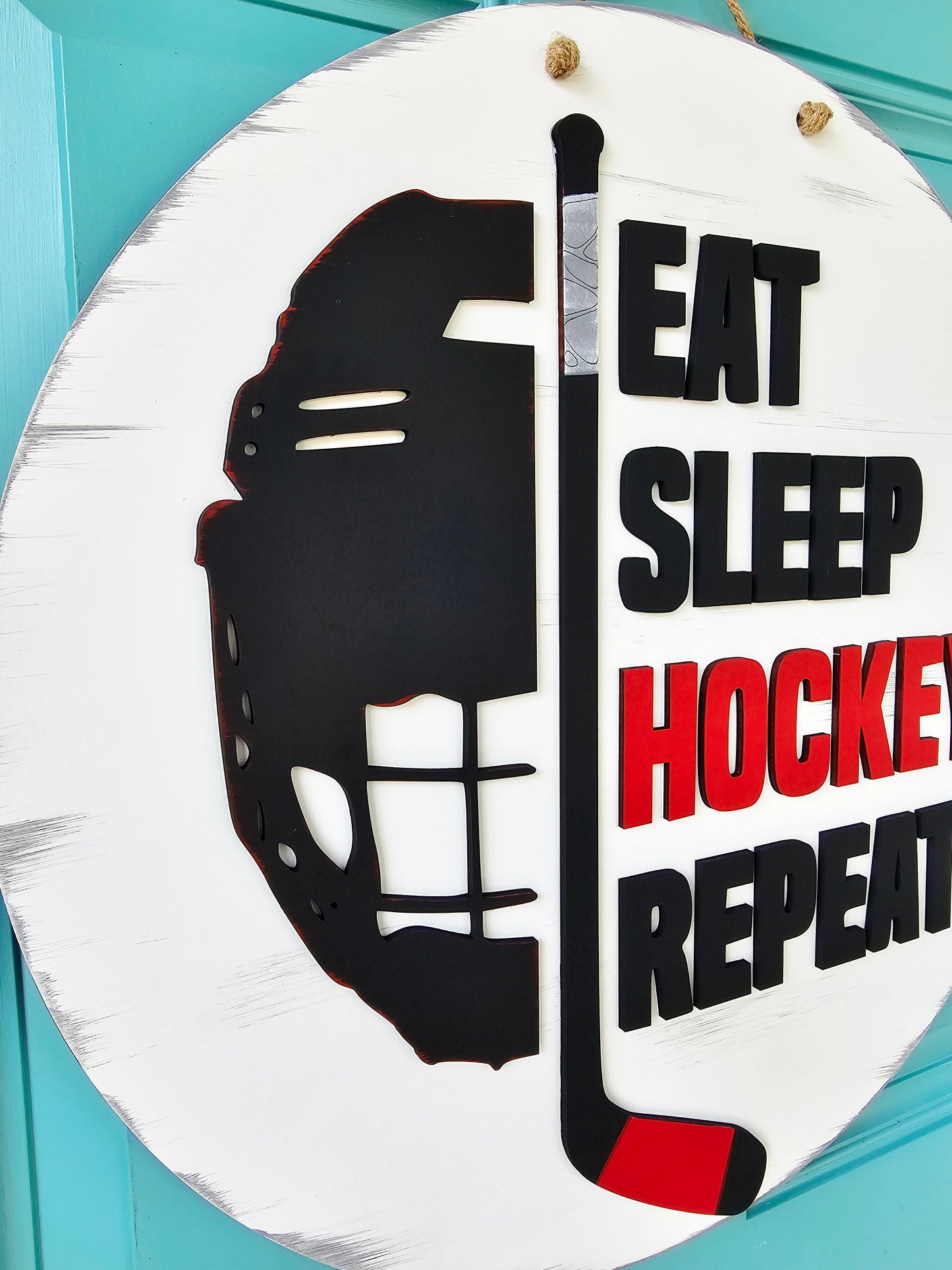 Eat Sleep Hockey Repeat Door Hanger