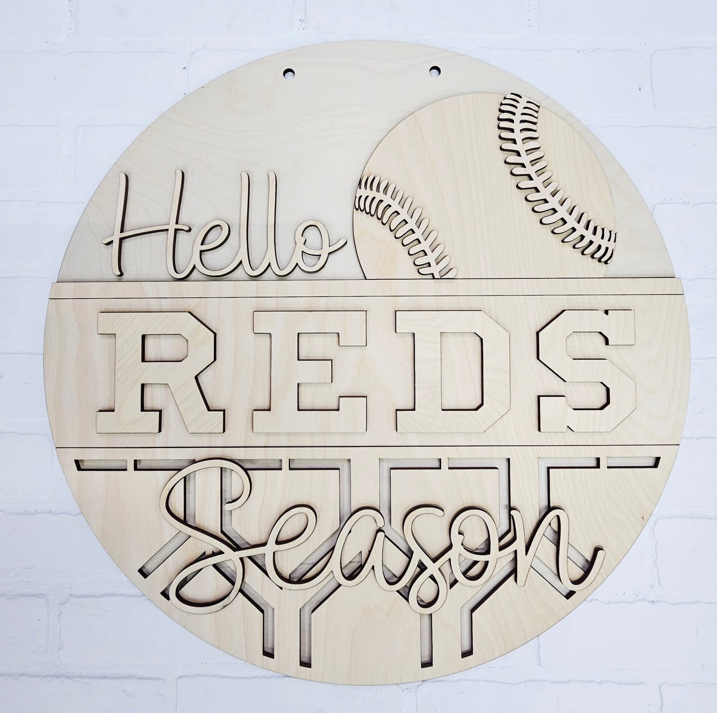 Hello Reds Season Door Hanger