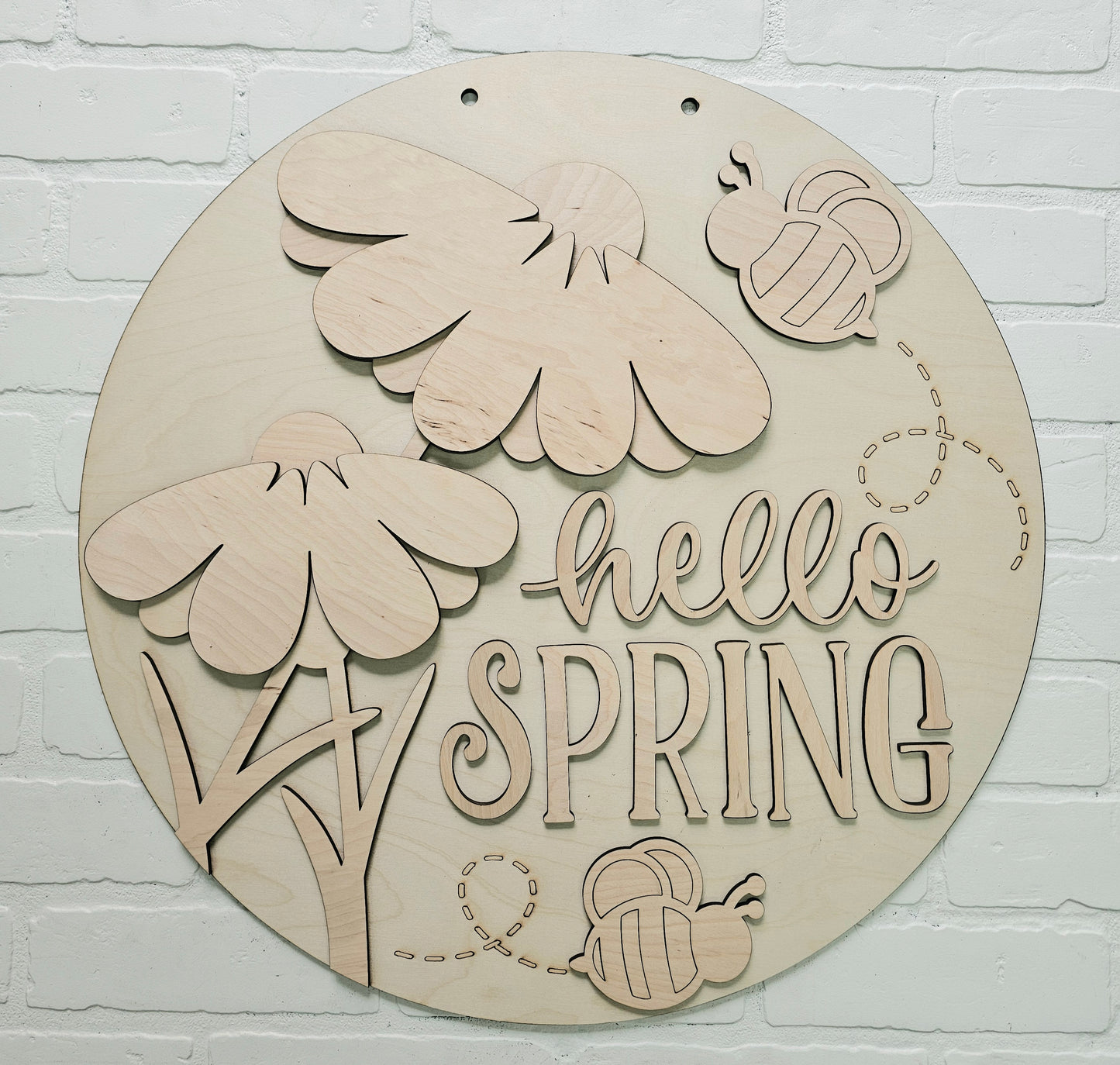 Hello Spring Bee Flower Door Hanger