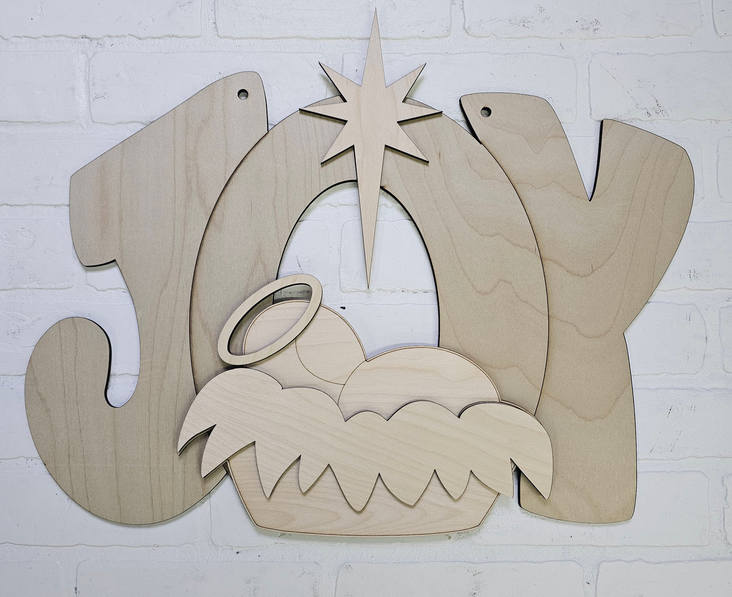 Joy with Manger Door Hanger
