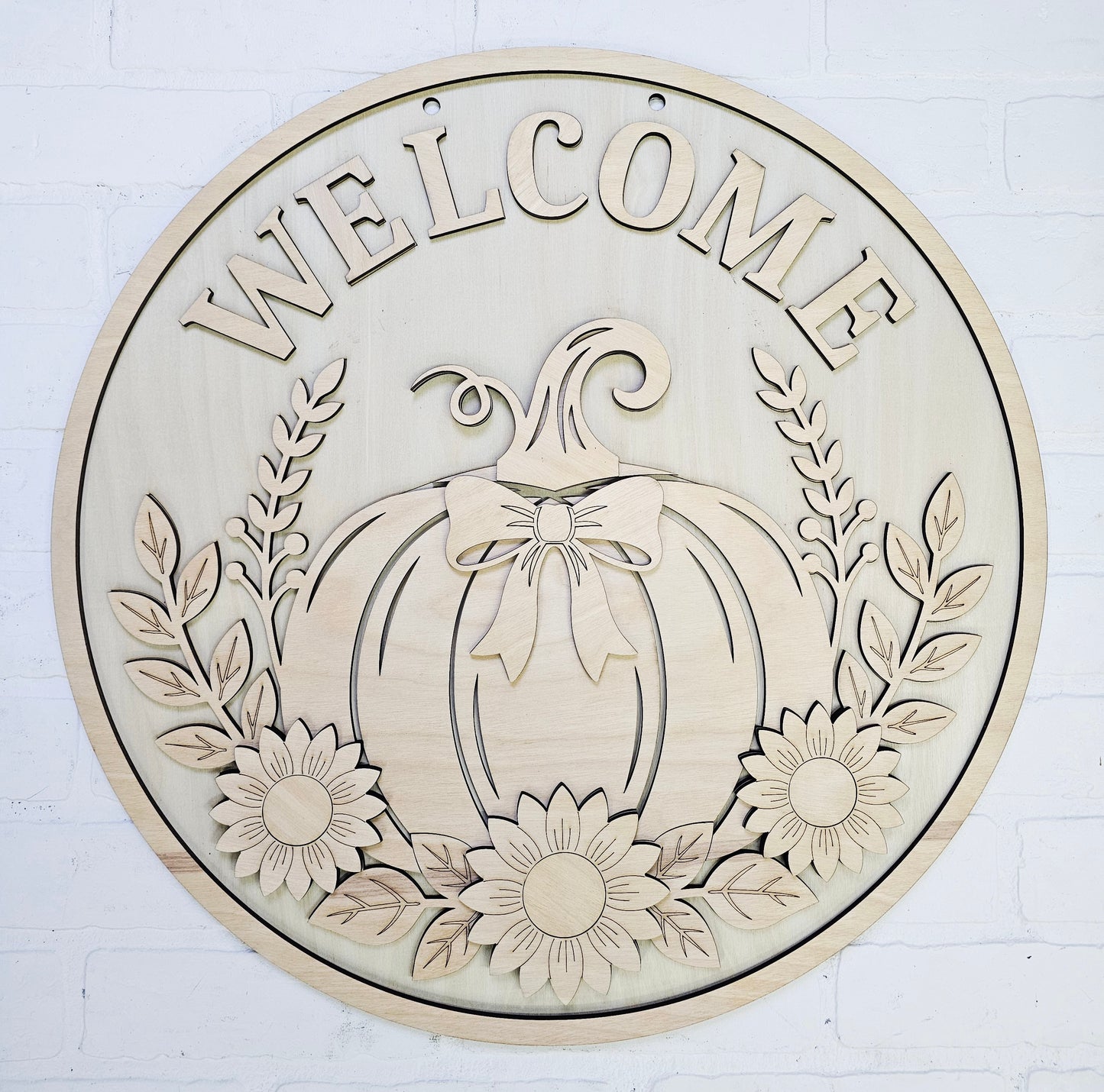 Welcome Fall Flower Pumpkin Door Hanger