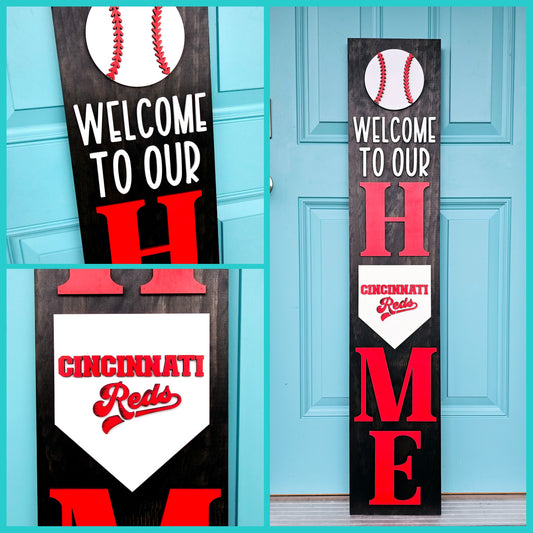 Reds Baseball Porch Leaner